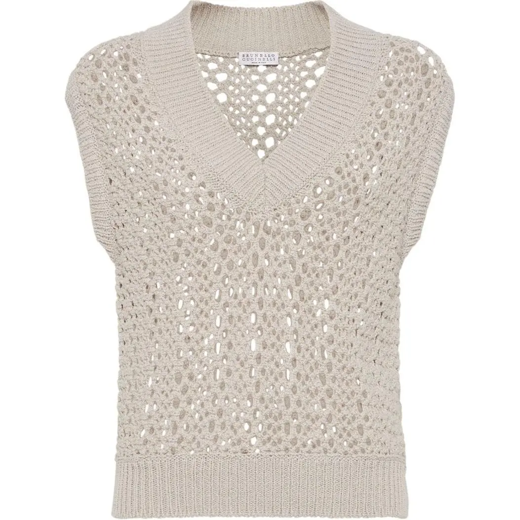 Brunello Cucinelli sleeveless open-knit top
