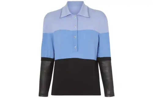 Burberry Long sleeve Leather Detail Polo Shirt