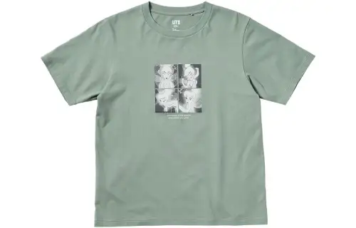 UNIQLO T Shirts Women's Grass Green Crew Neck Moderate Straight Fit