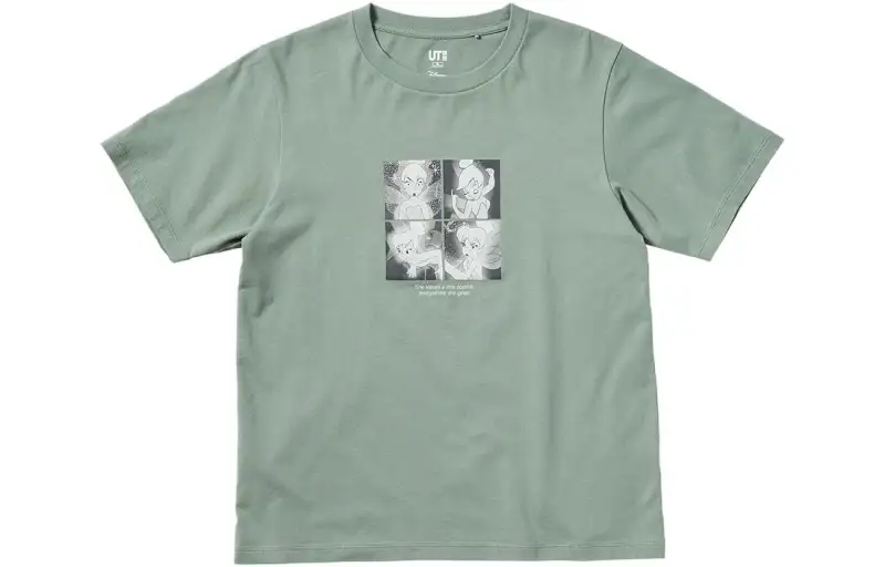 UNIQLO T Shirts Women's Grass Green Crew Neck Moderate Straight Fit