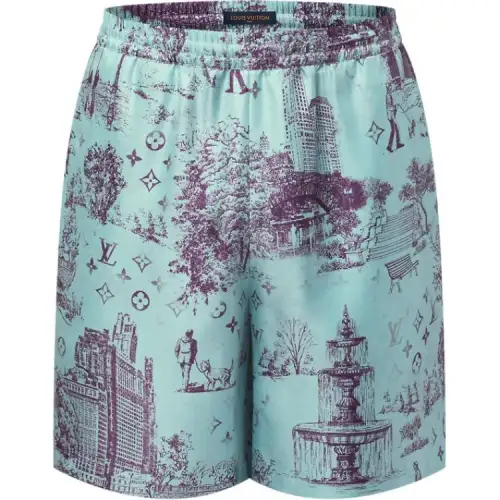 Lv Printed Silk Shorts
