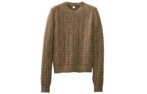 HERMES Cashmere Sweaters Women's Tundra Green Crew Neck Moderate