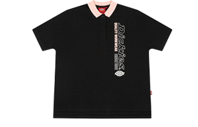 Dickies Polo Shirts Women's Black Polo Collar Moderate Straight Fit