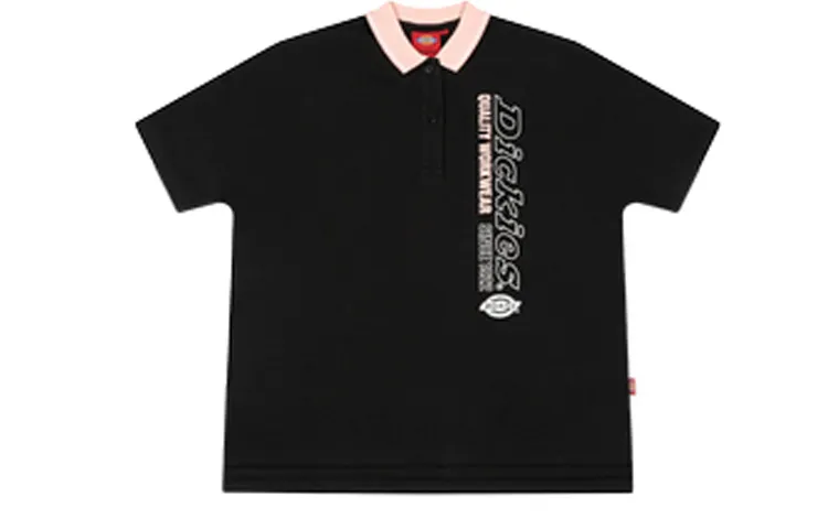 Dickies Polo Shirts Women's Black Polo Collar Moderate Straight Fit