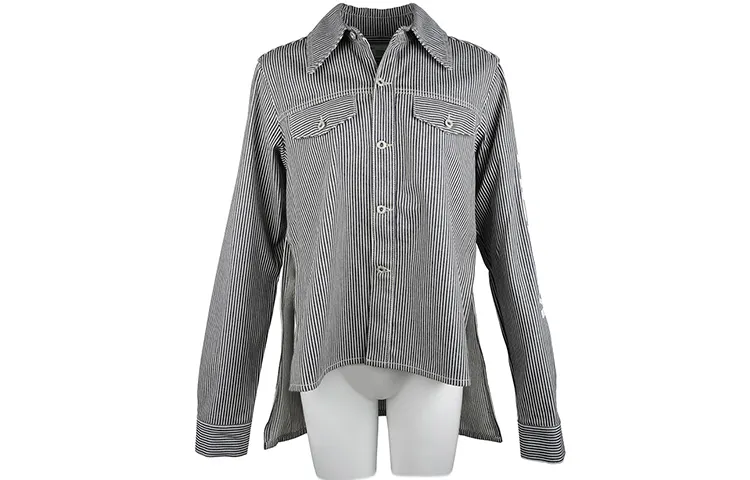 OFF WHITE SS21 Shirts Women's Uniform Blue Lapel Moderate Shirt