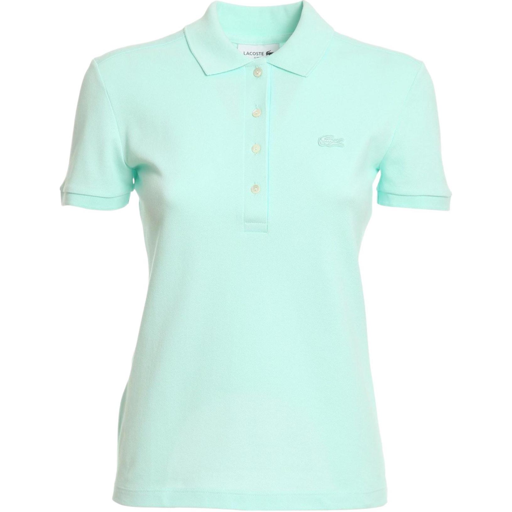 LACOSTE Polo Shirts Women's Green Polo Collar Straight Fit