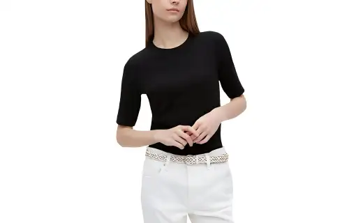 UNIQLO T Shirts Women's Black Crew Neck Moderate Straight Fit