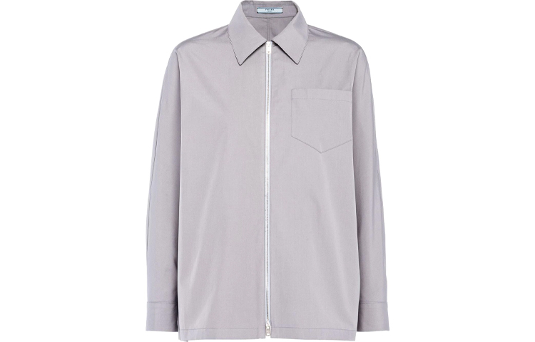 PRADA Shirts Women's Gray Pointed Collar Moderate Shirt