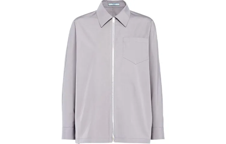 PRADA Shirts Women's Gray Pointed Collar Moderate Shirt