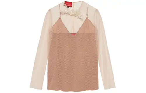 GUCCI Shirts Women's Pink V Neck Moderate Shirt