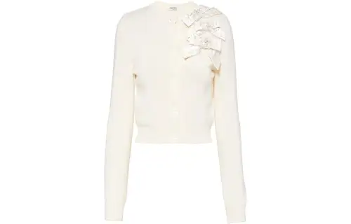MIU MIU Cashmere Sweaters Women's White Crew Neck Moderate