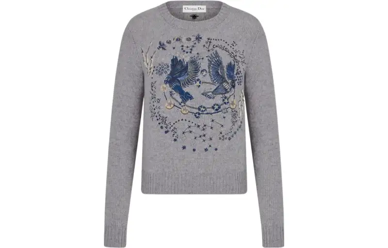 DIOR Quarterly New Products Cashmere Sweaters Women's Gray Crew Neck Moderate