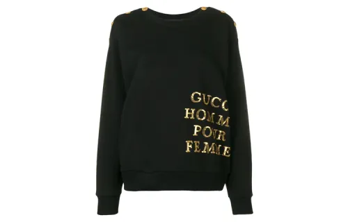 GUCCI Sweatshirts Women's Black Crew Neck Moderate Regular