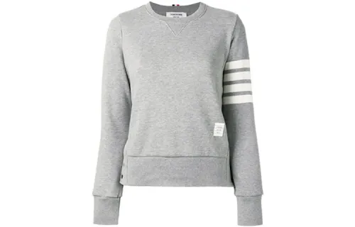 THOM BROWNE Tom Brown FW22 Gray Classic Slim Four Stripes Round Neck Logo Logo Pullover Sweatshirt Women's Gray