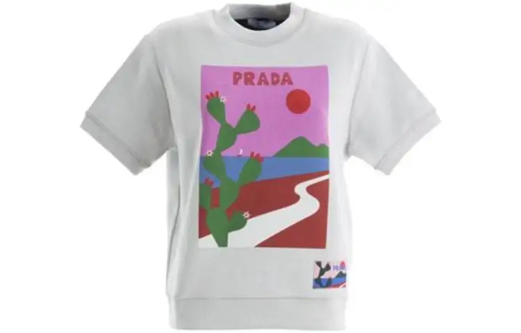 PRADA SS23 Drop Shoulder Sleeve T Shirt Women's White