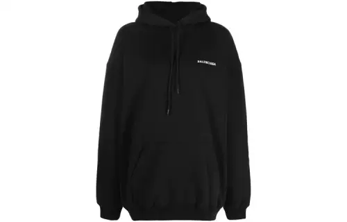 Balenciaga Sweatshirts Women's Black Hooded Moderate Regular