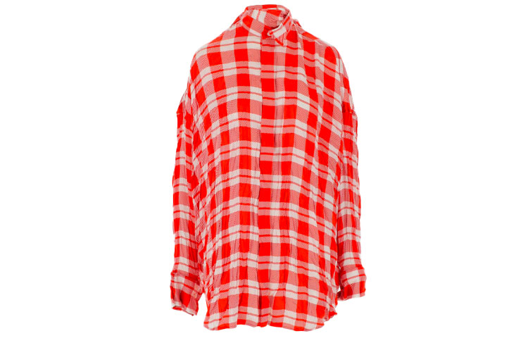 Balenciaga Shirts Women's Red Stand Collar Moderate Shirt