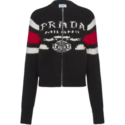 PRADA Cashmere Sweaters Women's Black Crew Neck Moderate