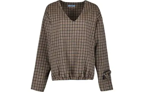 Prada V-Neck Checked Pullover