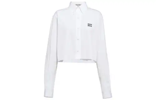 【Previous Season】embroidered-logo cropped shirt