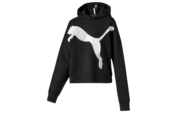 Женское худи PUMA Black Cropped Hoodie (черное)