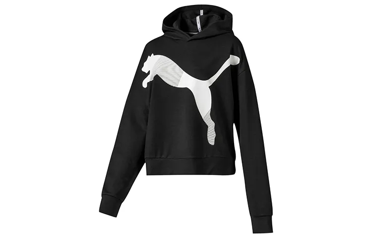PUMA Sweatshirts Women's Black Hooded Moderate Regular