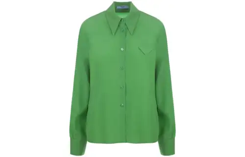 PRADA Shirts Women's Green Lapel Moderate