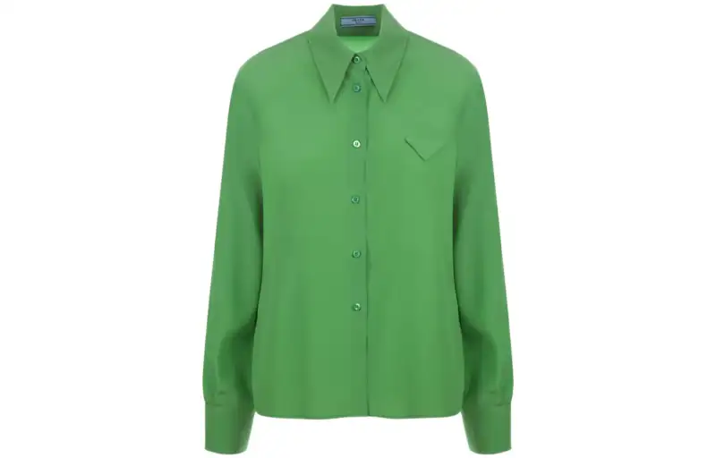 PRADA Shirts Women's Green Lapel Moderate