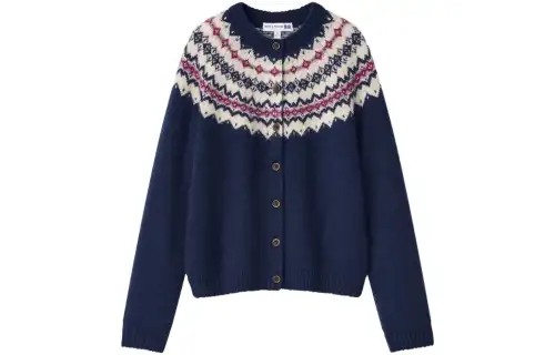 UNIQLO Knitwear Women's Blue Crew Neck Moderate Cardigan