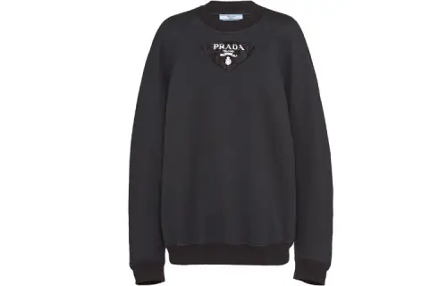 PRADA Sweatshirts Women's Black Crew Neck Moderate Regular