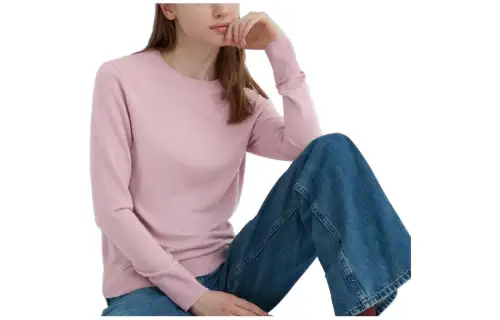 UNIQLO Sweaters Women's Peach Pink Crew Neck Moderate Base Layer