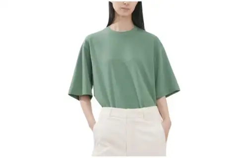 UNIQLO U Collection T Shirts Women's Grass Green Crew Neck Moderate Straight Fit