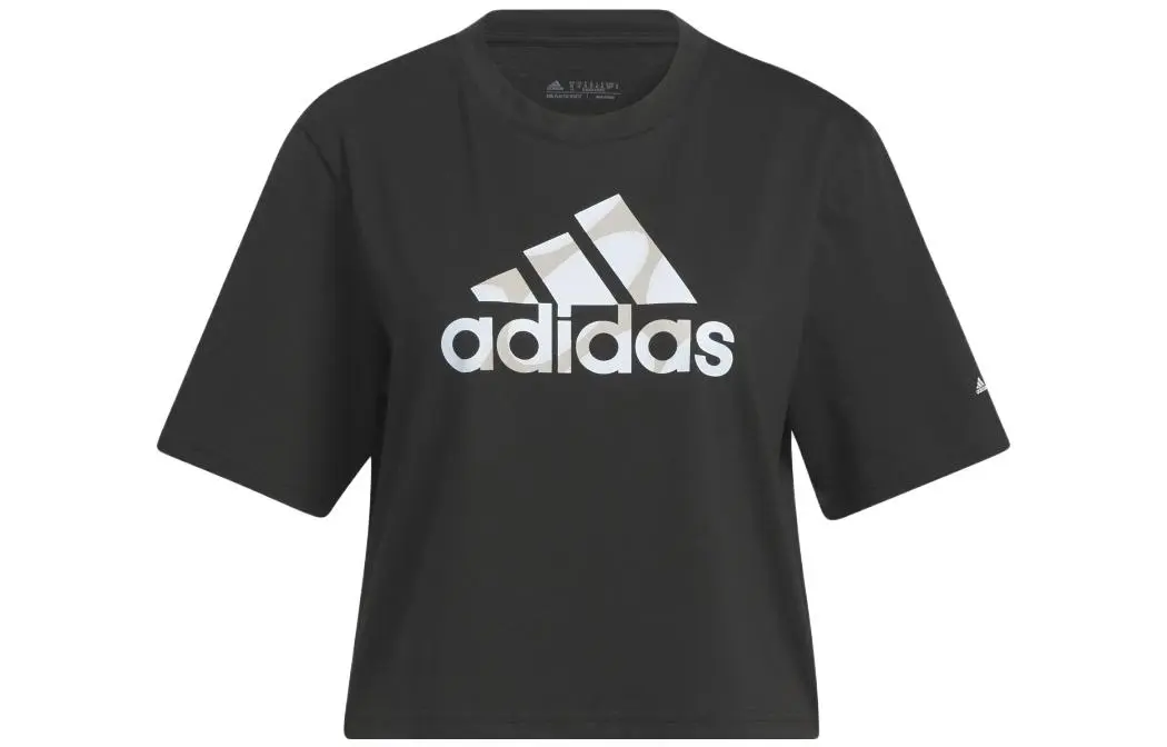 Adidas T-Shirts Women's Black Crew Neck Moderate Straight Fit
