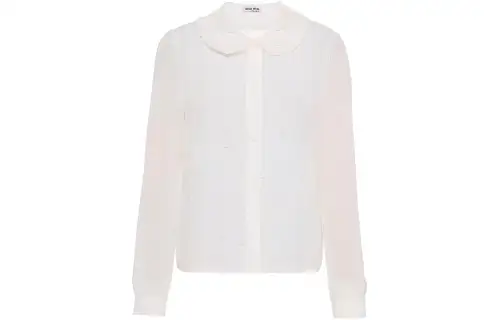 MIU MIU Shirts Women's White Peter Pan Collar Thin Shirt
