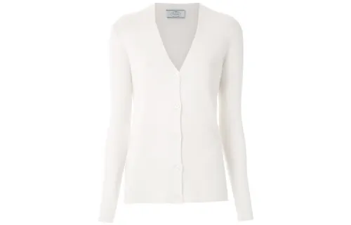 PRADA Cashmere Sweaters Women's White V Neck Moderate