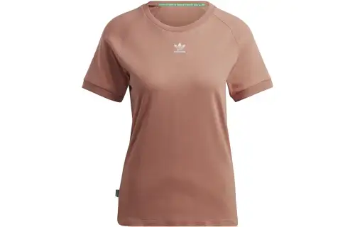 Adidas Originals T Shirts Women's Pink Crew Neck Moderate Straight Fit