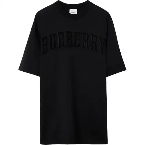 Burberry T Shirts Women's Black Crew Neck Moderate Straight Fit