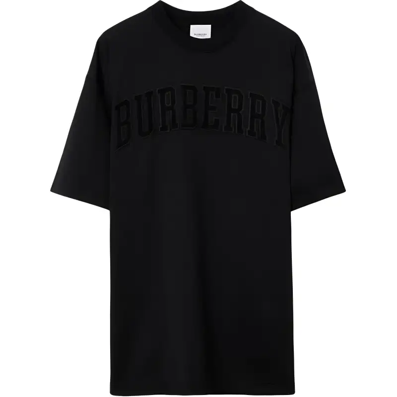Burberry T Shirts Women's Black Crew Neck Moderate Straight Fit