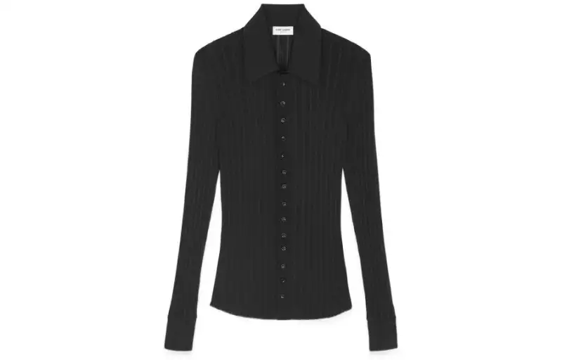 SAINT LAURENT Buttoned Long Sleeved Knitted Shirt