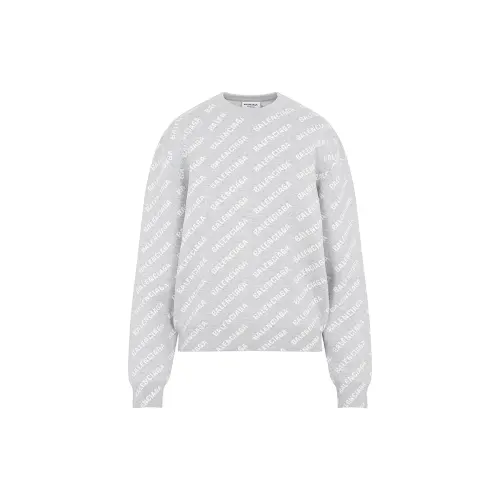 Balenciaga All Over Logo Knitwear Sweater Grey