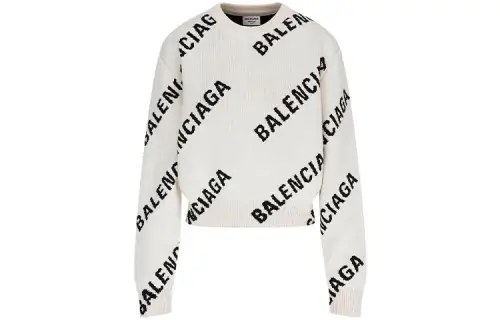 Balenciaga Allover Logo Crewneck 'Chalky White/Black'