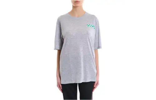 OFF WHITE T Shirts Women's Gray Crew Neck Moderate Straight Fit
