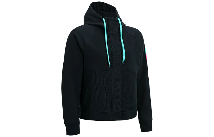 Under Armour Rival Sweatshirts Women's Black Hooded Thickened Cardigan