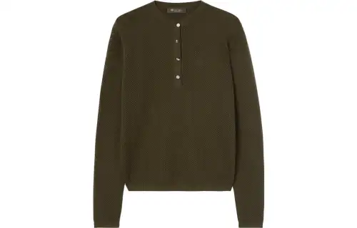 Loro Piana Port Douglas Henley Jumper Sweater Women's Olive Green