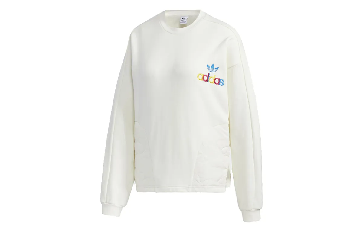 Adidas Originals Sweatshirts Women's White Crew Neck Moderate Regular