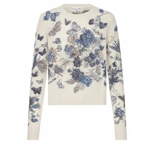 DIOR Sweaters Women's Blue Crew Neck Moderate Other