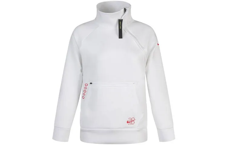 Nike Sweatshirts Women's White Turtleneck Moderate Straight Fit