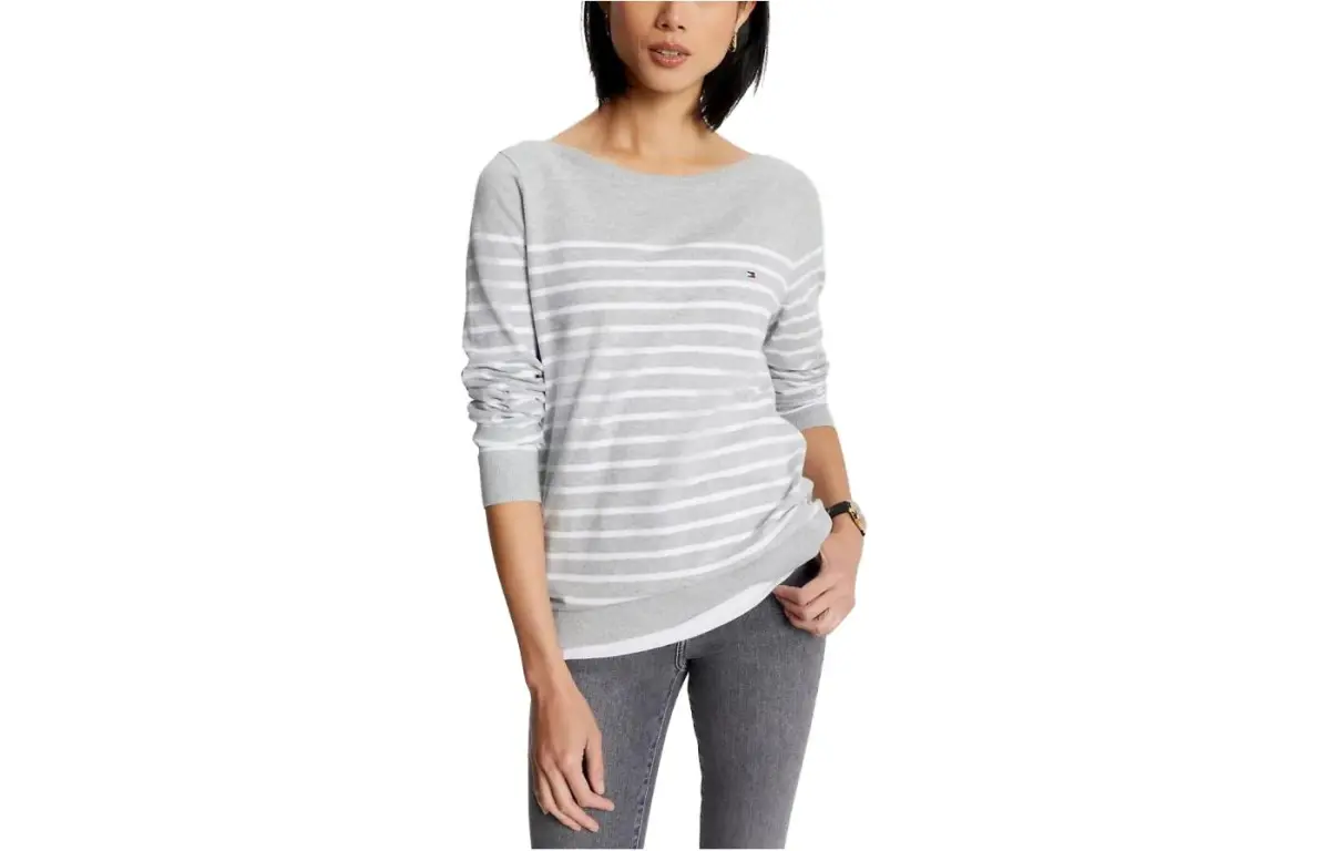 Tommy Hilfiger Sweaters Women's Gray Crew Neck Moderate Straight Fit