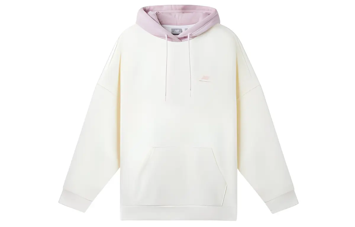 New Balance Sweatshirts Women's White Pink Multicolor Hooded Moderate Regular