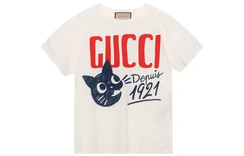 GUCCI Drop Shoulder Sleeve T Shirt Women's Ecru